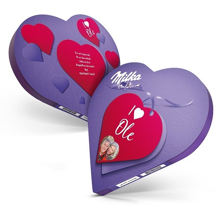 Milka hjertesjokolade med navn og bilde main image